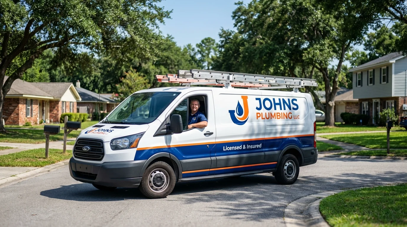 Johns Plumbing LLC service van in Lake Forest, CA