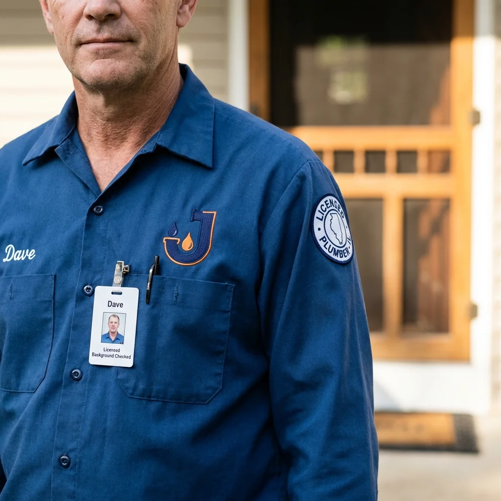 Licensed plumber showing ID badge in Lake Forest, CA