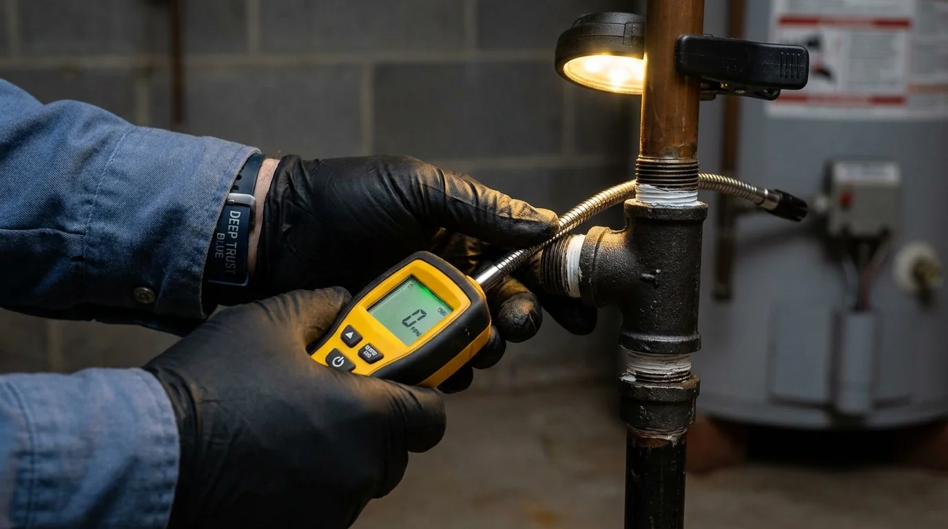 Gas leak detection with electronic sniffer by Johns Plumbing LLC in Lake Forest