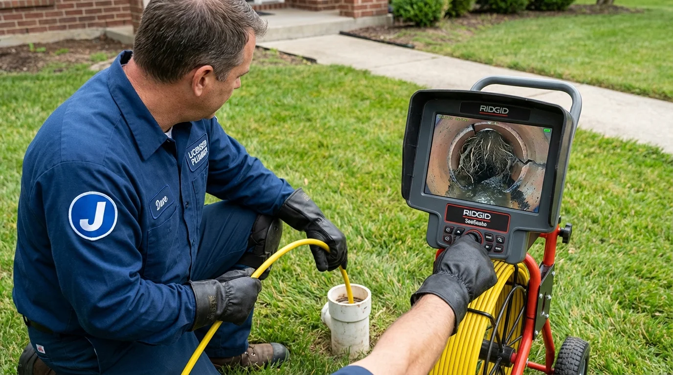 Sewer camera inspection being performed by Johns Plumbing LLC in Lake Forest