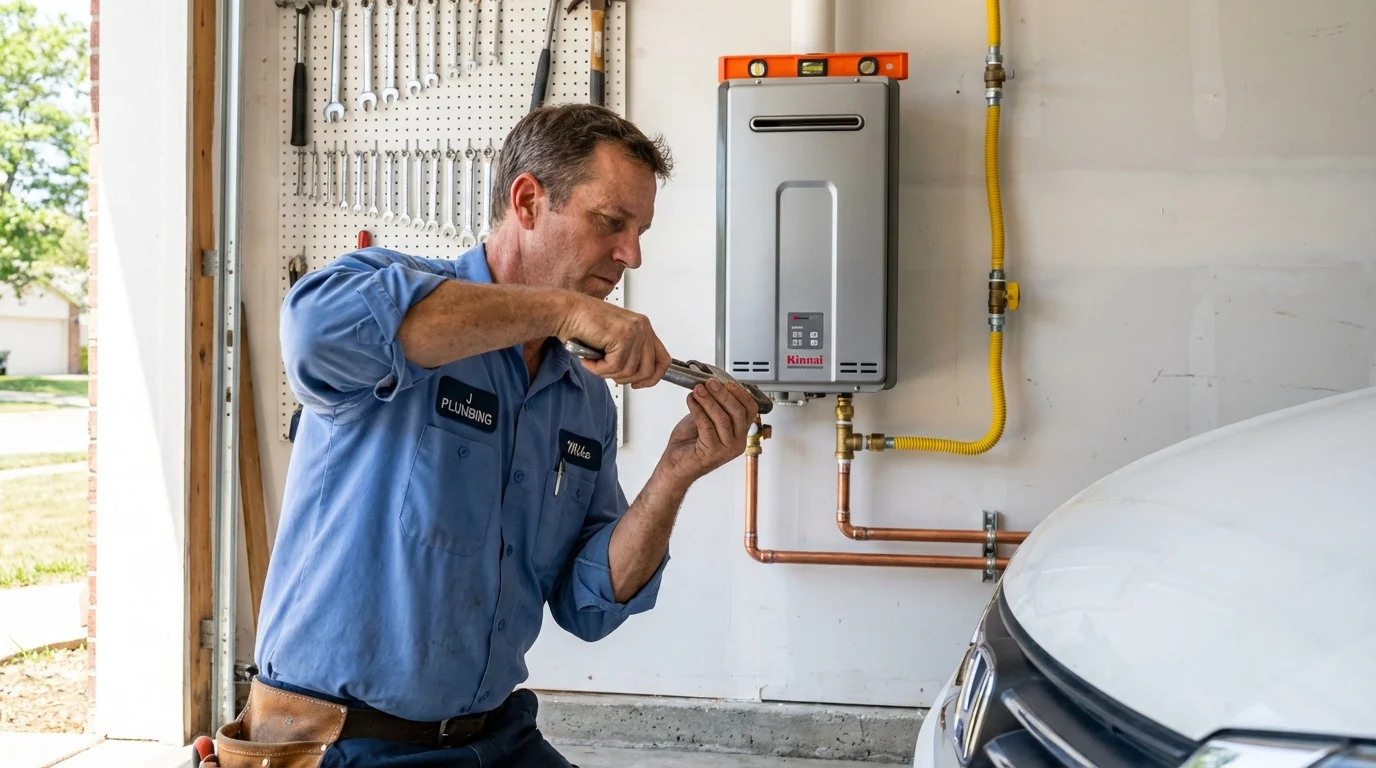 Tankless water heater installation by a Johns Plumbing LLC plumber in Lake Forest